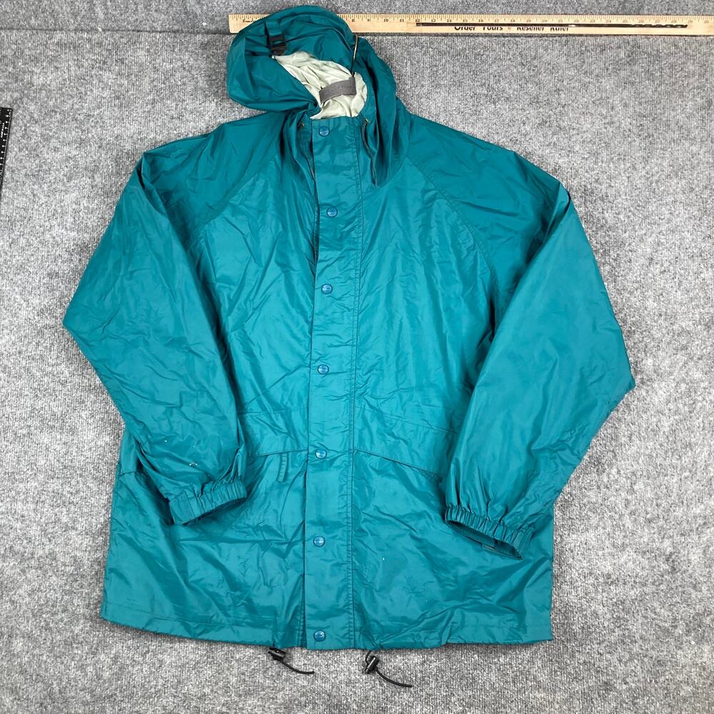 L.L. Bean Rain‎ Jacket Mens XL Teal Stowaway Packable Waterproof Nylon Hooded